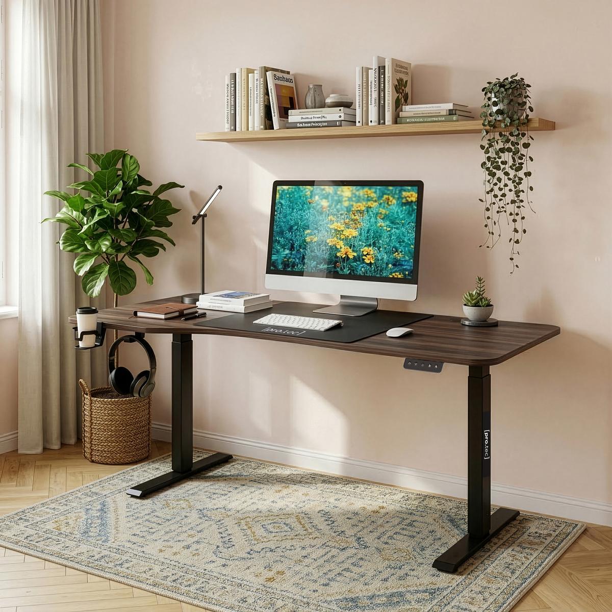 VERSTELLBARER TISCH Stryn - Walnussfarben/Schwarz, Holzwerkstoff/Metall (75/160/117cm) - pro.tec