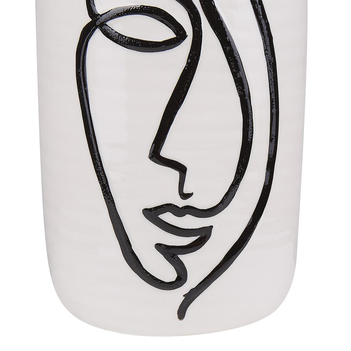 BLUMENVASE Steinzeug weiß Aenus - Weiß, Stein (22cm) - Beliani