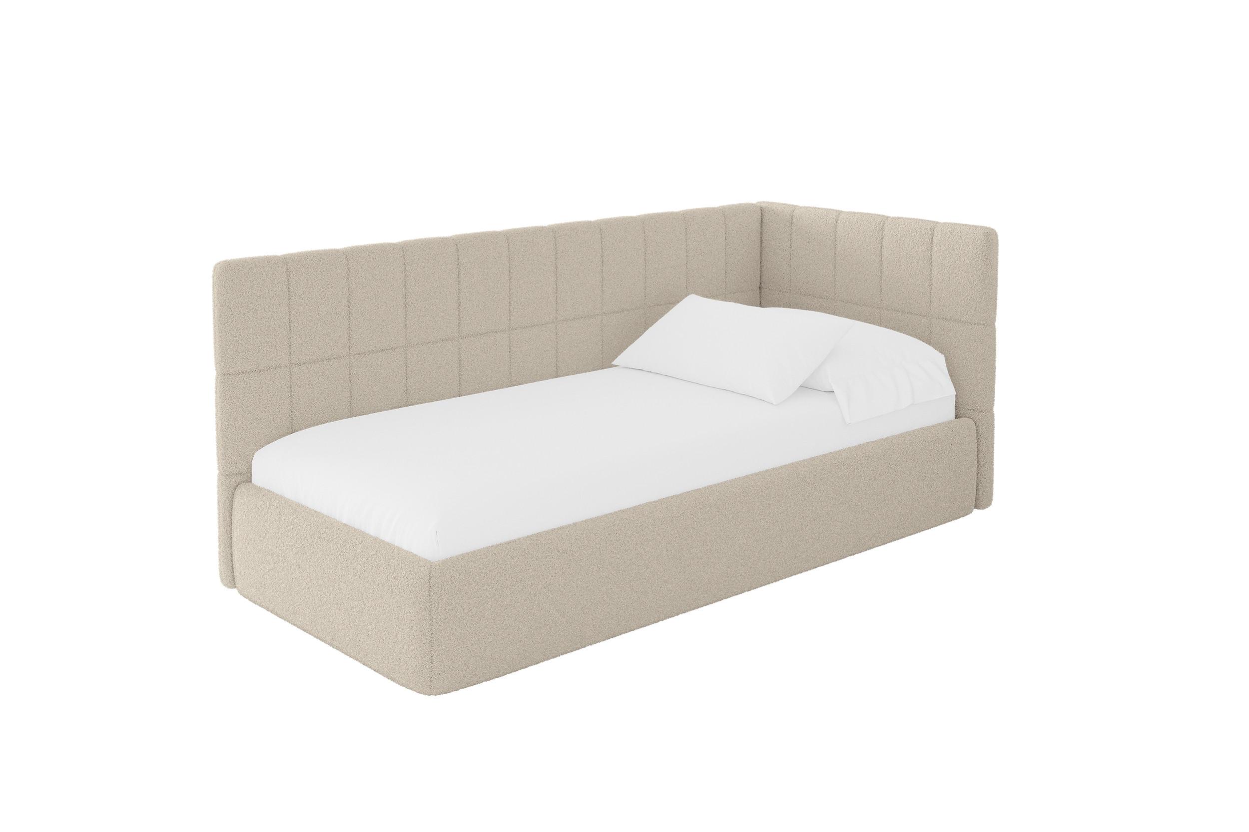 EINZELLBETT Jugendbett mit Bettkasten, Links - TULY 100x200 Dunkelbeige - Cappuccino, Holzwerkstoff/Textil (100/200cm) - ALTDECOR