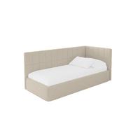 EINZELLBETT Jugendbett mit Bettkasten, Links - TULY 100x200 Dunkelbeige - Cappuccino, Holzwerkstoff/Textil (100/200cm) - ALTDECOR