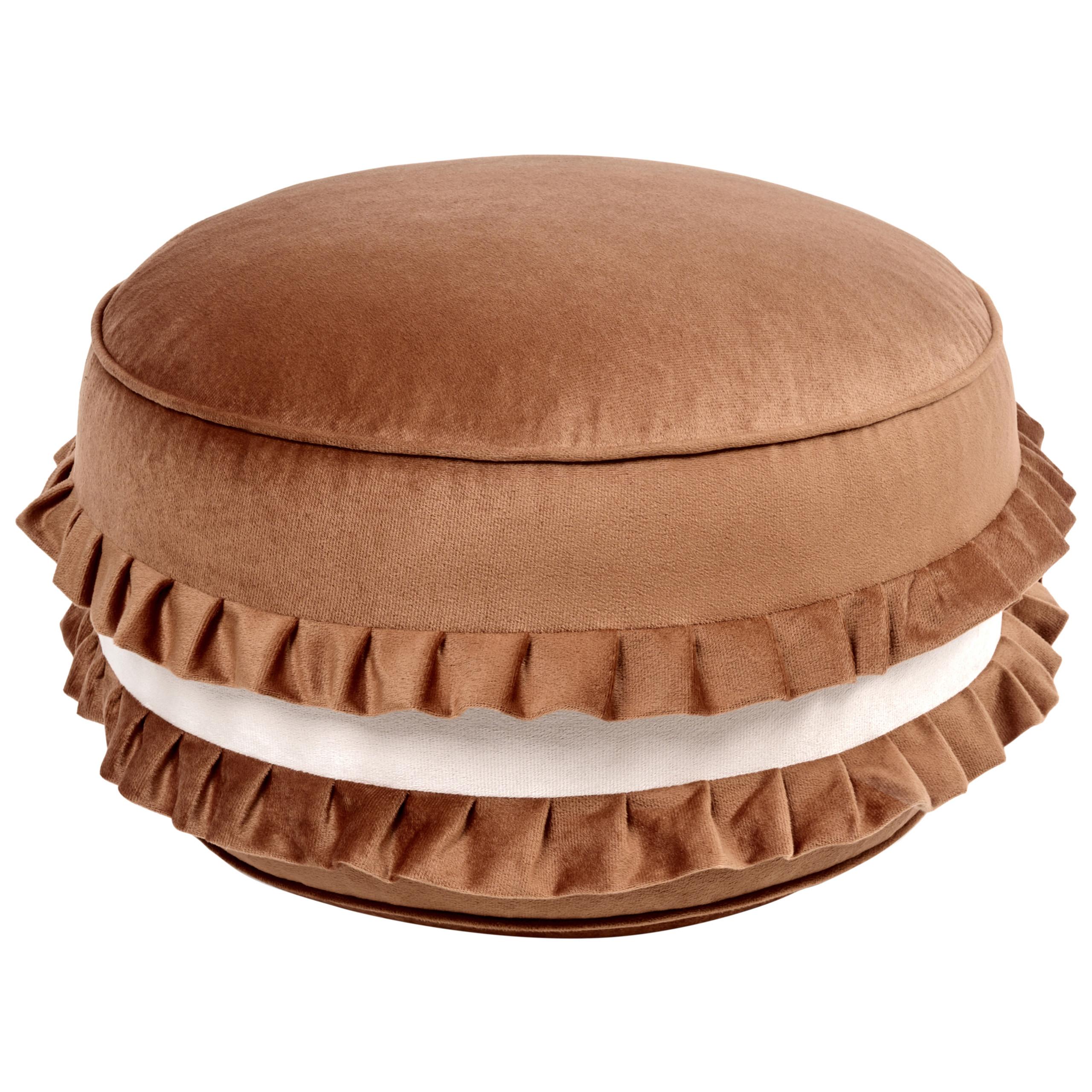 KINDERHOCKER Samtstoff Braun Marot - Braun/Weiß, Textil (50/30/50cm) - Beliani