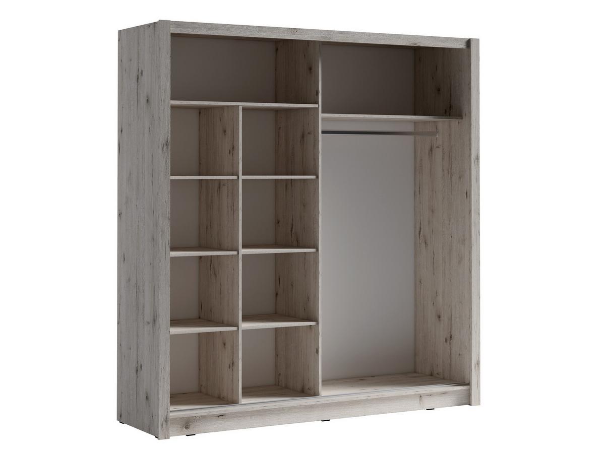 SCHWEBETÜRENSCHRANK ANVO 204,4/215/61,9cm 2-türig mit Spiegel Eiche Wellington - Eichefarben, Holzwerkstoff (204.4/215/61.9cm) - MASSENO