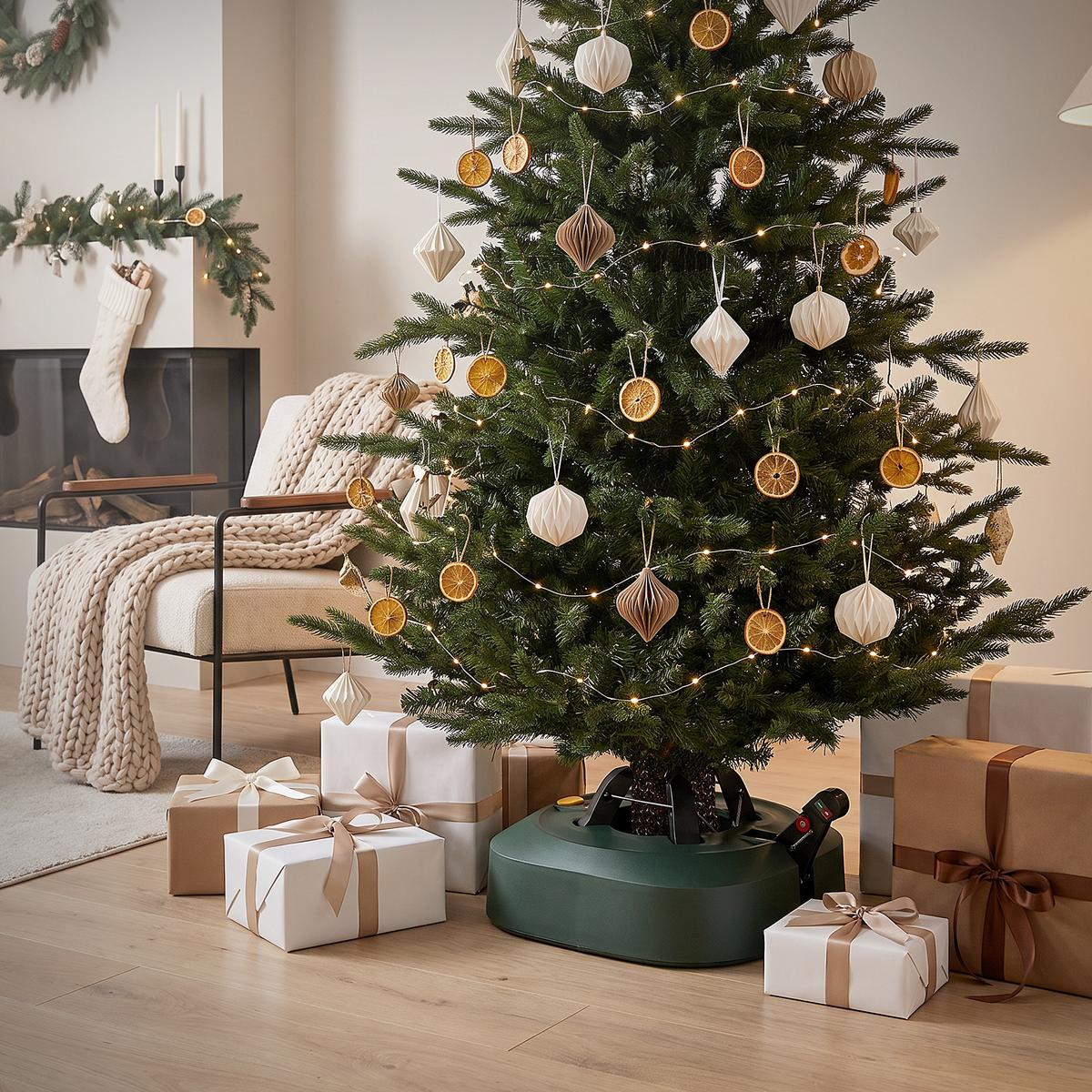 WEIHNACHTSBAUMSTÄNDER mit Wassertank Fußpedal & Einseiltechnik Christbaumständer Grün 32 cm für Bäume bis 230 cm Höhe - Grün, Kunststoff (36/14.5/32cm) - ECD-Germany