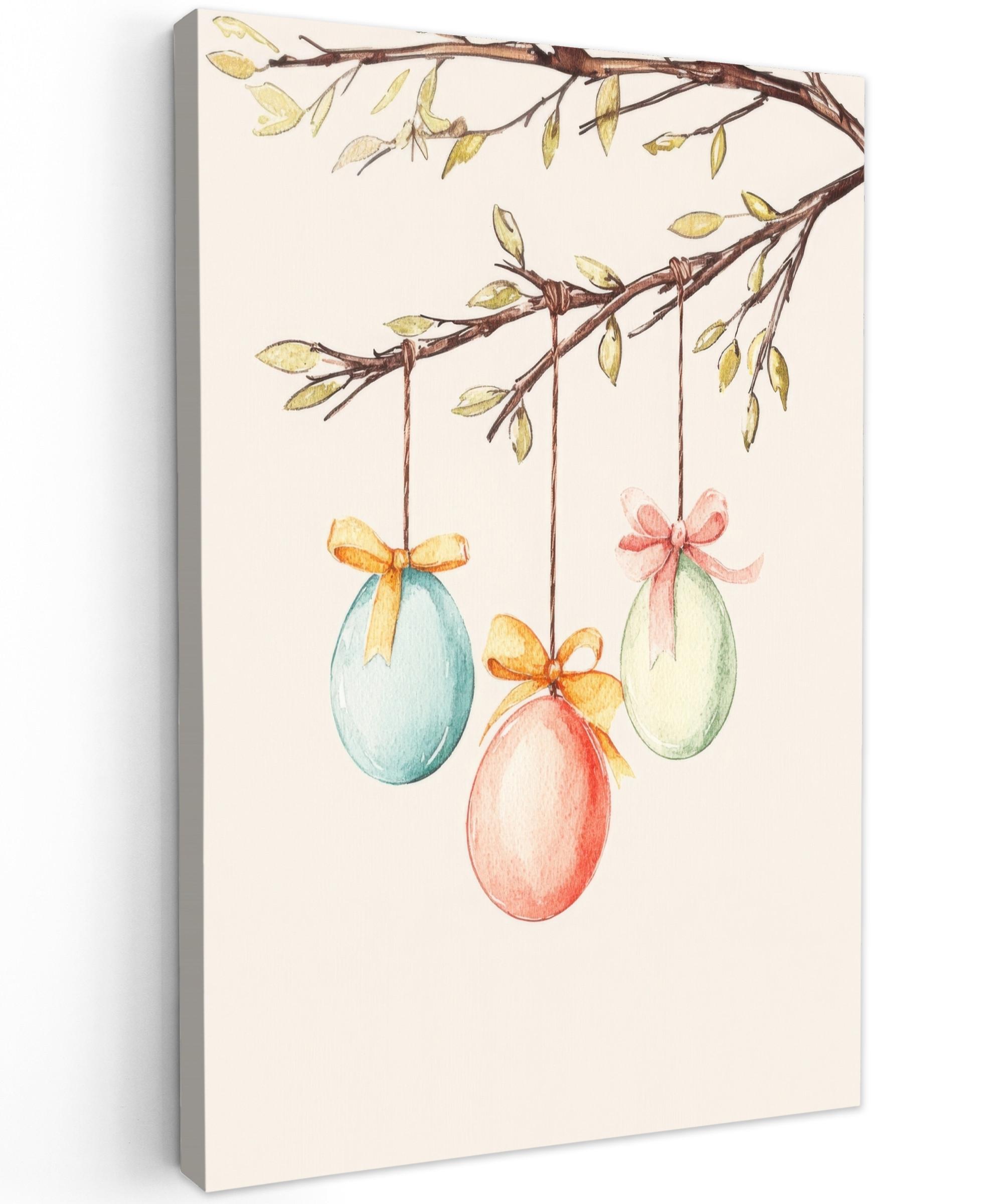 LEINWANDBILD Osterkuchen - Schleife - Eier Deko XXL 80x120 cm - Creme, Textil (80/120cm) - MuchoWow