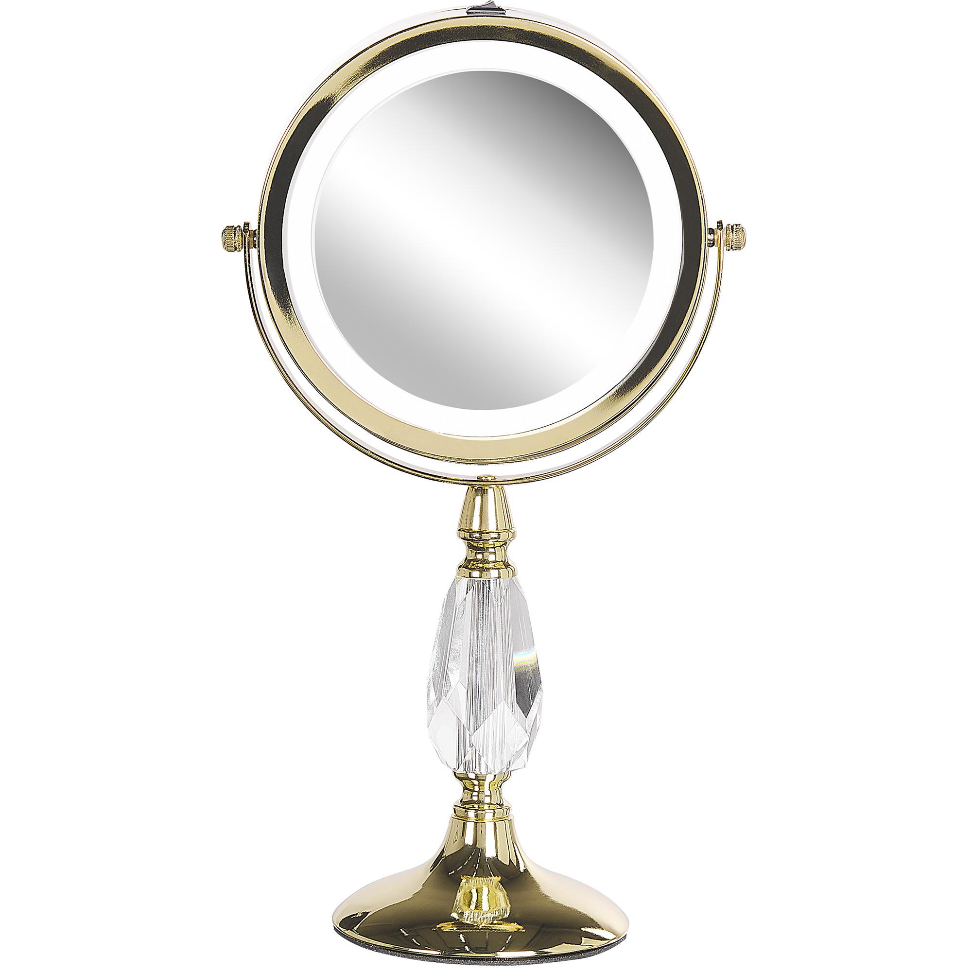 KOSMETIKSPIEGEL gold mit LED-Beleuchtung 18 cm Maury - Goldfarben, Metall (18/37/12cm) - Beliani