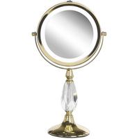 KOSMETIKSPIEGEL gold mit LED-Beleuchtung 18 cm Maury - Goldfarben, Metall (18/37/12cm) - Beliani