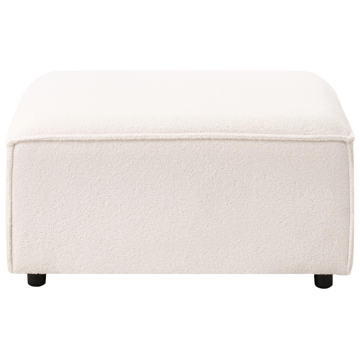 OTTOMANE Bouclé Cremeweiß Ardal - Creme/Schwarz, Textil (88/43/88cm) - Beliani