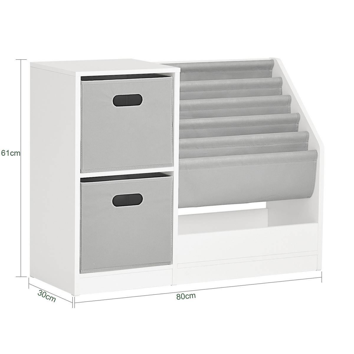 KINDERREGAL mit Boxen Weiß - Weiß/Grau, Holzwerkstoff (80/61/30cm) - SoBuy