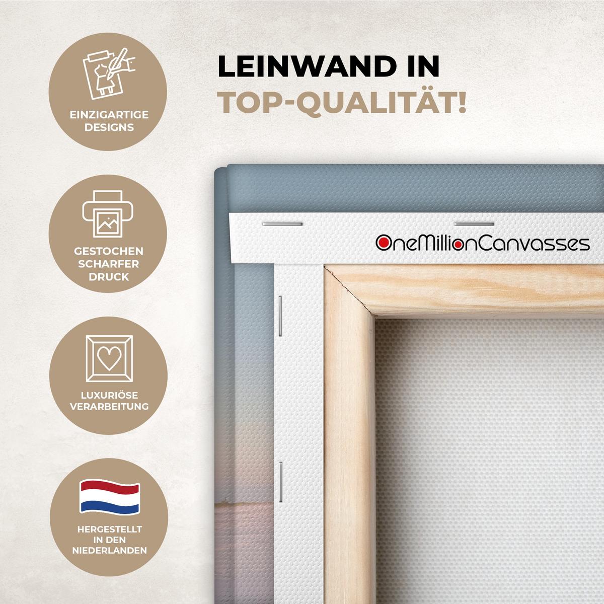 LEINWANDBILD Küstenlinie - Pastell - Wasser Wandbild 40x30 cm - Pastellblau, Textil (40/30cm) - MuchoWow