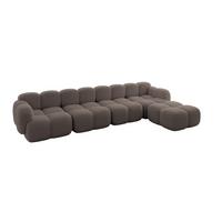 ECKSOFA modulares Sofa Rechts Miko-L3 390x205x75 Braun Bouclé - Dunkelbraun/Schwarz, Holzwerkstoff/Kunststoff (390/205cm) - ALTDECOR