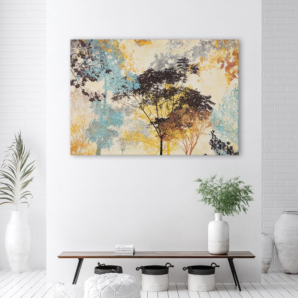 WANDBILD farbenfrohe bäume abstrakt - Multicolor, Textil (60/40cm) - Feeby