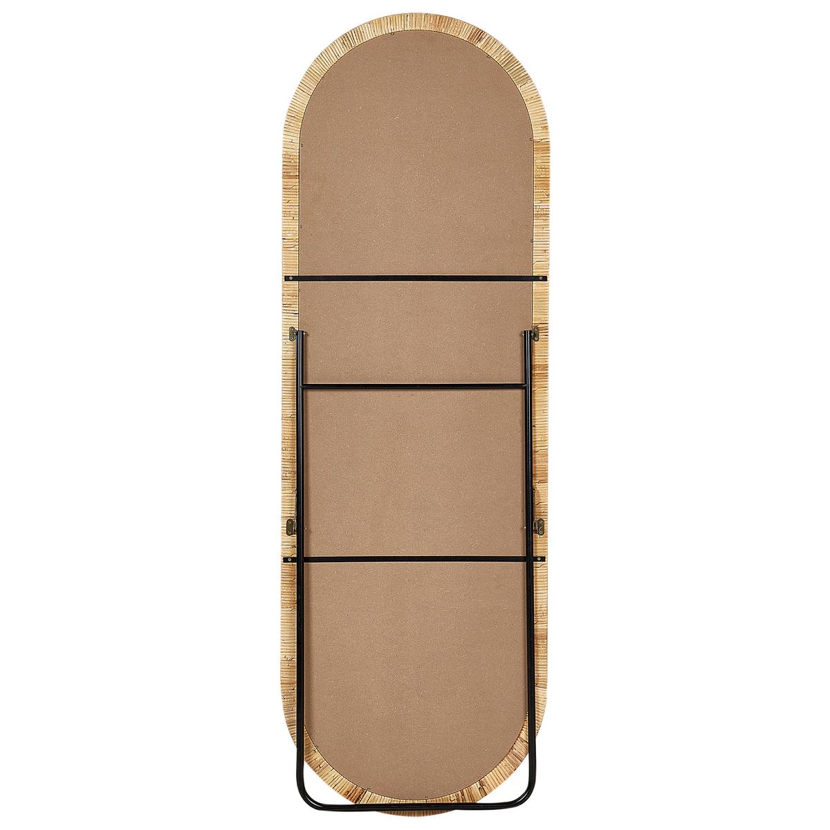 STANDSPIEGEL 150 cm Rattan Naturfarben Montot - Schwarz/Naturfarben, Naturmaterialien (50/150/3cm) - Beliani