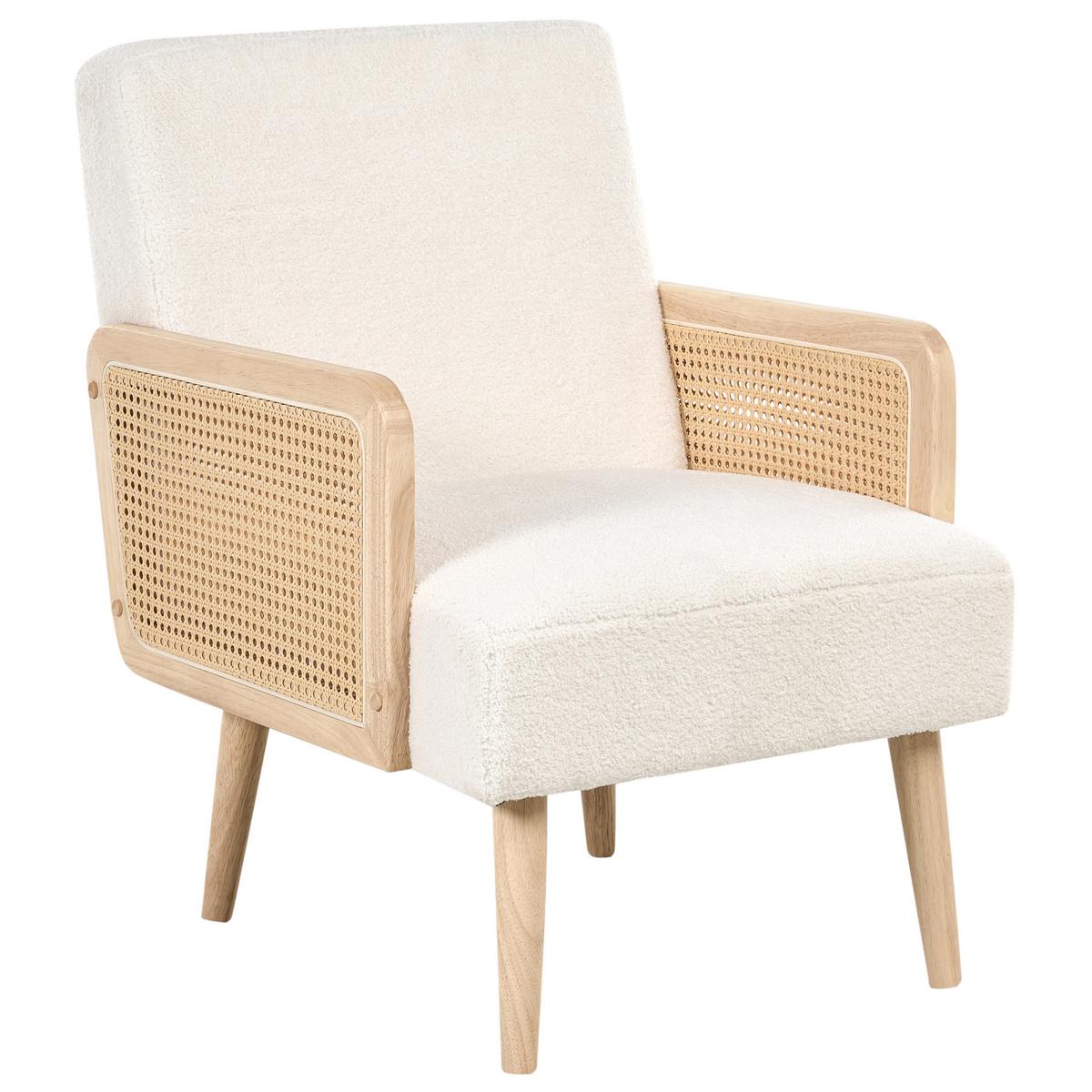 SESSEL Cremeweiß Hojby - Weiß/Braun, Textil (61/82/74cm) - Beliani