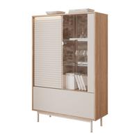 VITRINE LUSSO 100 cm Glastüren, Eiche / Kaschmir - Eichefarben, Holzwerkstoff/Metall (100/152/40cm) - Idohome