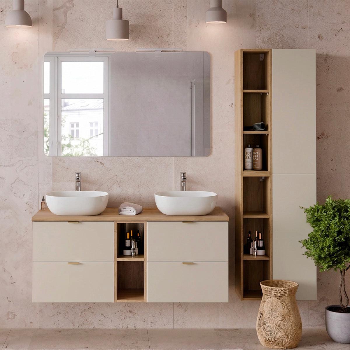 BADMÖBEL 120.6cm Azel 2er-Set Kaschmir - Beige, Holzwerkstoff (120.6/52/46cm) - Petits-meubles