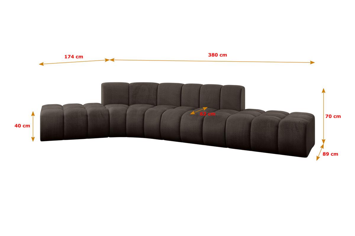 ECKSOFA modulares Sofa Solven-L1 - 380x174x70 cm Braun - Braun, Holzwerkstoff/Textil (380/174cm) - ALTDECOR