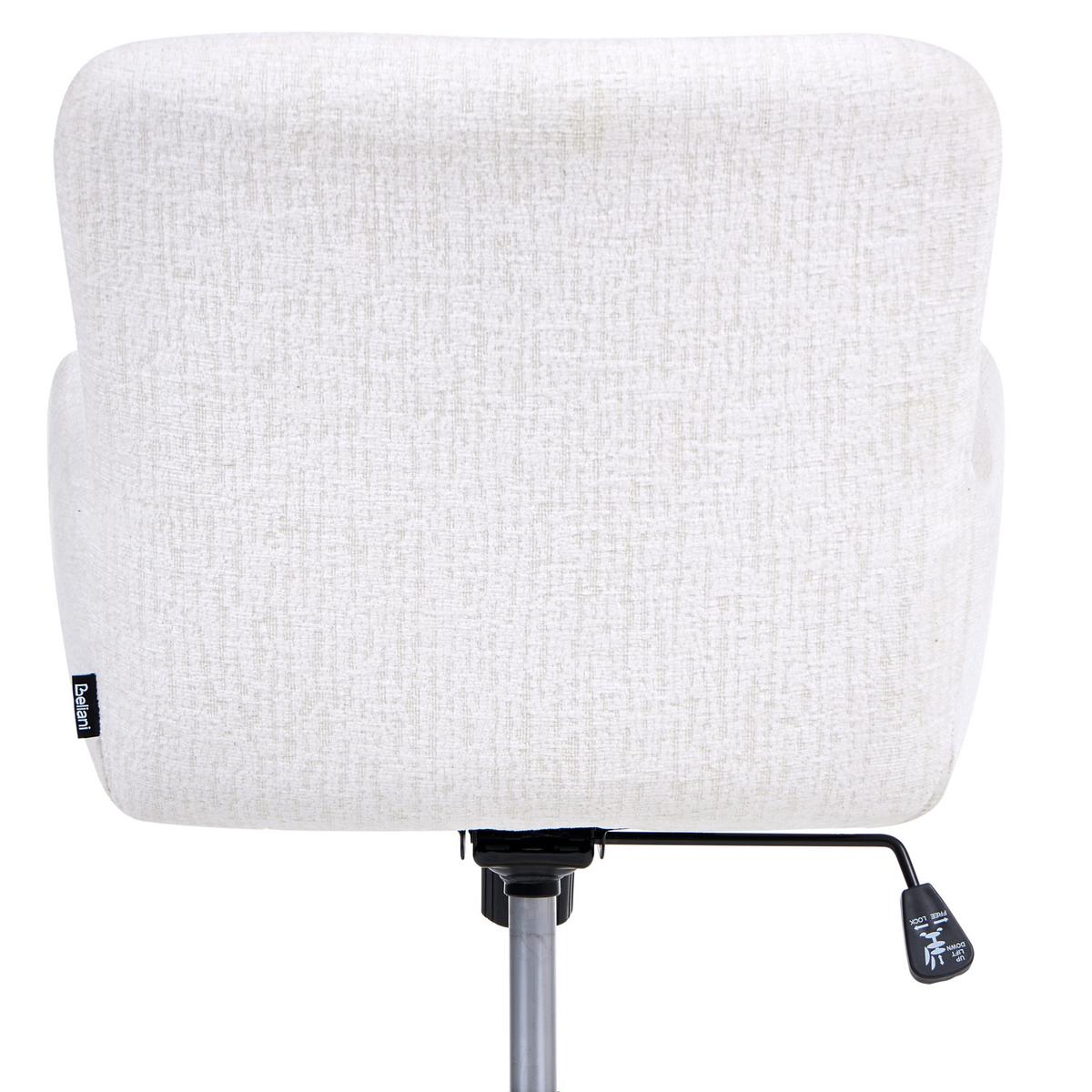 SCHREIBTISCHSTUHL Chenillegewebe Cremeweiß Misorela - Creme, Textil (60/80/60cm) - Beliani