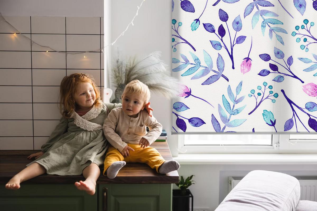 INNENROLLO - Fensterrollo - Rollo - 70x140 cm - Blaue Blumen - Blau, Kunststoff (70/140/0.5cm) - TULUP