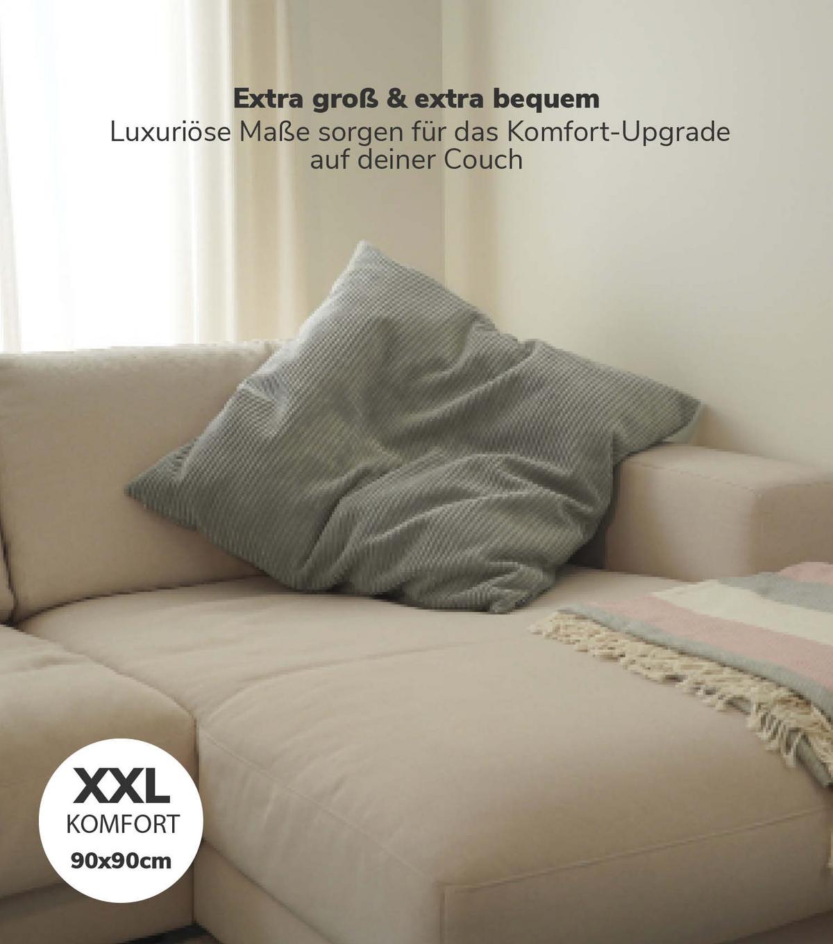 SOFAKISSEN Das Anschmiegsame - Grau, Textil (90/10cm) - Mokebo