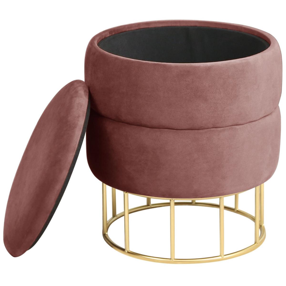 SITZHOCKER mit Stauraum, Polsterhocker Rosa 37/42/37 - Rosa, Textil (37/42/37cm) - RAUMHIRSCH FURNITURE
