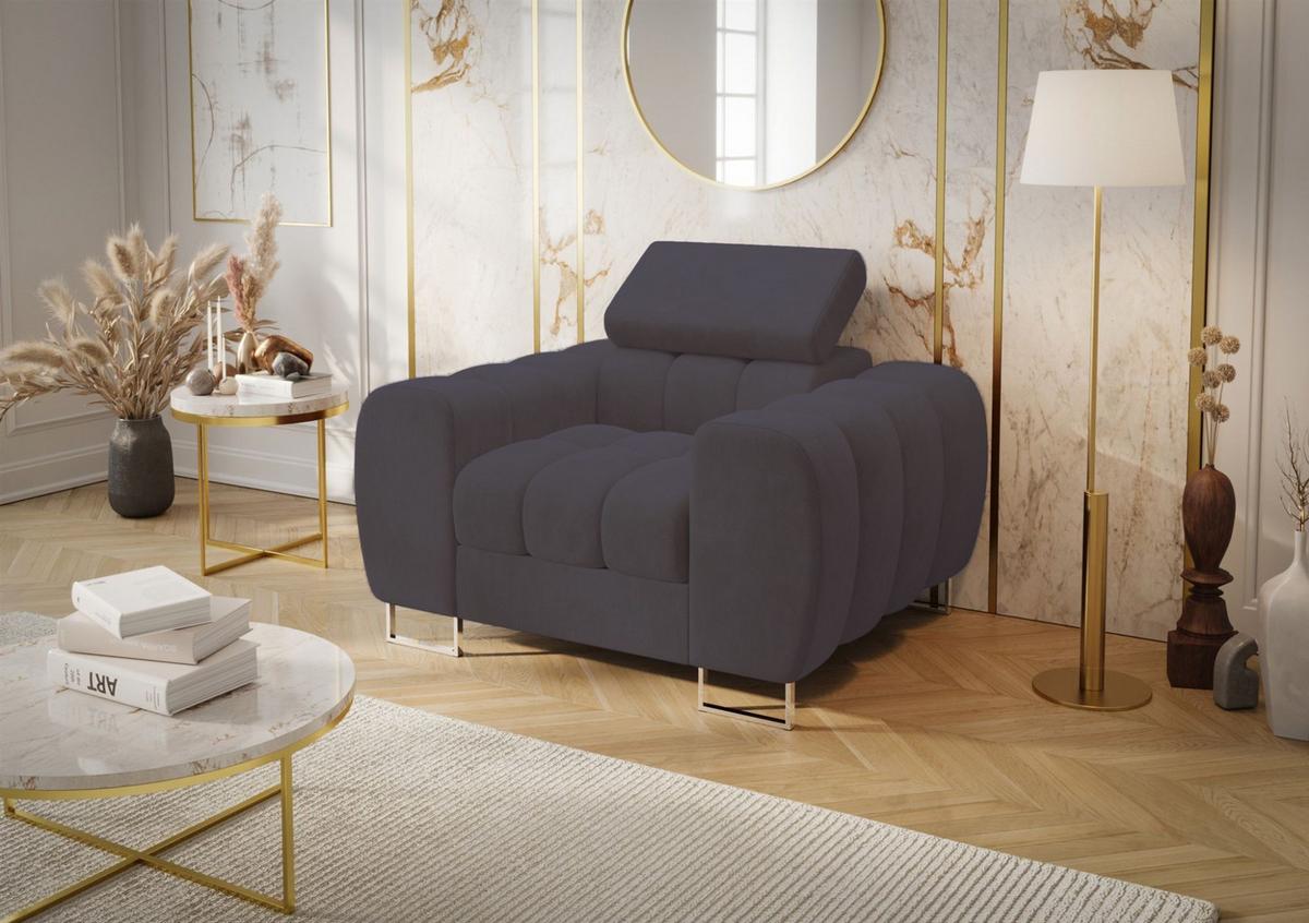 SESSEL Bastien In Stoff Terra - Dunkelgrau, Holzwerkstoff/Textil (115/95/97cm) - Fun Möbel