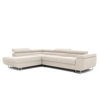ECKSOFA ANTON links, mit Schlaffunktion und Bettkasten Creme - Chromfarben/Creme, Textil/Metall (274/203cm) - Idohome