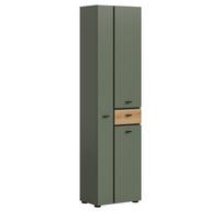 HOCHSCHRANK grün, Evoke Eiche 51 x 191 cm, Badschrank mit viel Stauraum - Eichefarben/Schwarz, Holzwerkstoff/Kunststoff (51/191/30cm) - Inn.Furn
