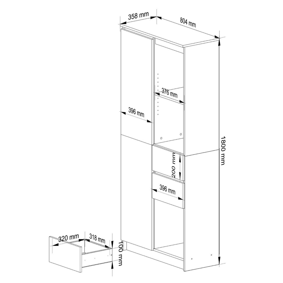 STANDREGAL Weiß, Weiß Glanz 180/80/35 - Weiß, Holzwerkstoff (80/180/35cm) - RAUMHIRSCH FURNITURE