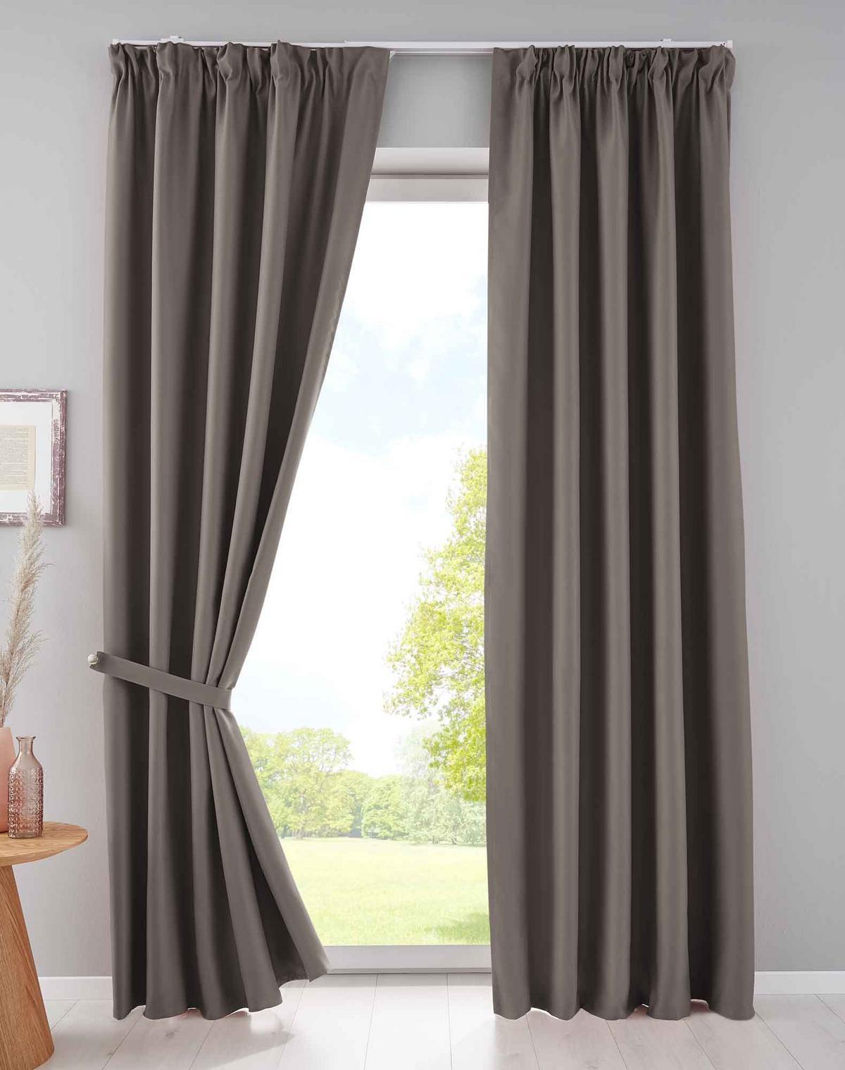 VORHANG 2ER SET NEWYORK HxB 225x140 cm Taupe - Taupe, Textil (140/225cm) - Gardinenbox
