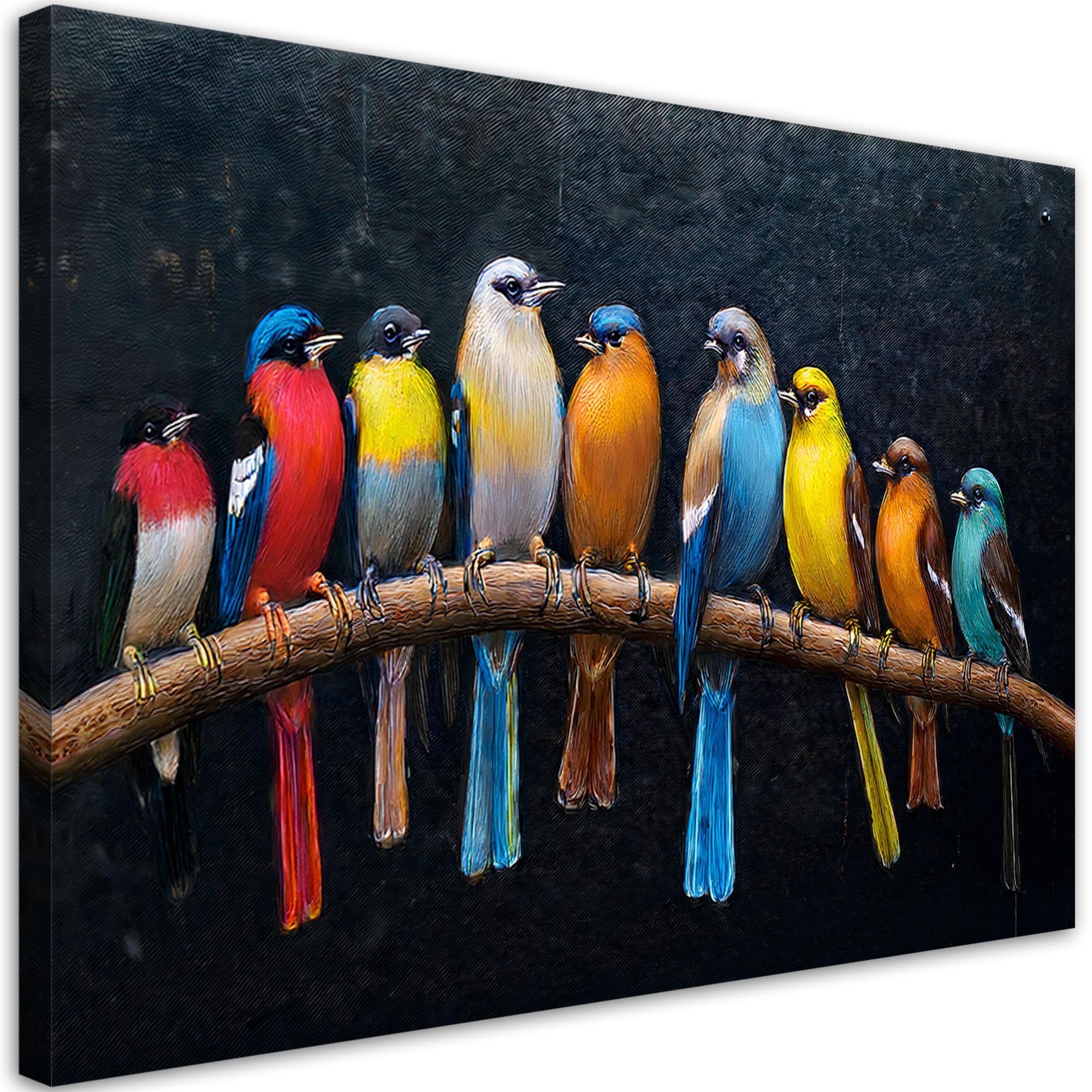 WANDBILD vögel tiere bunt - Multicolor, Textil (60/40cm) - Feeby
