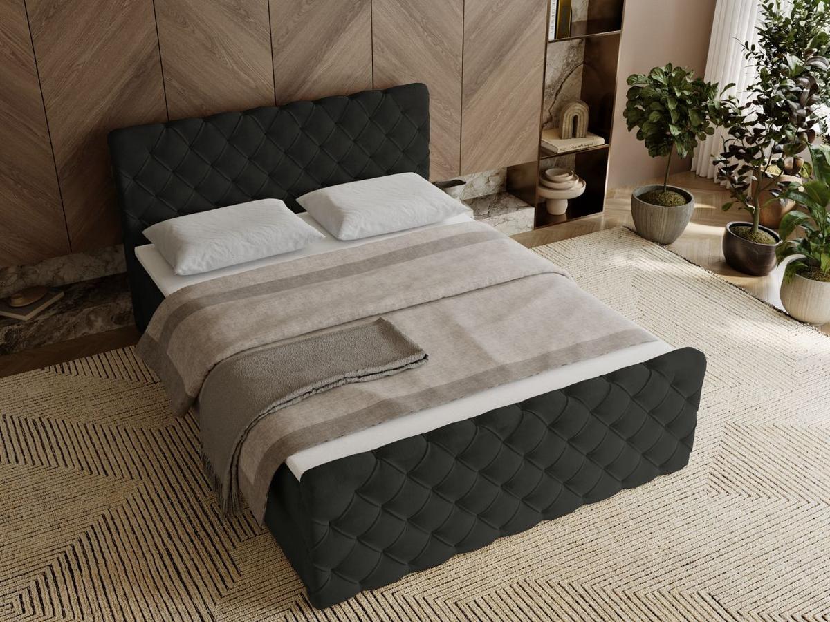 BOXBETT Lunaris 160x200 Schwarz - Schwarz, Holz/Textil (160/200cm) - Graingold