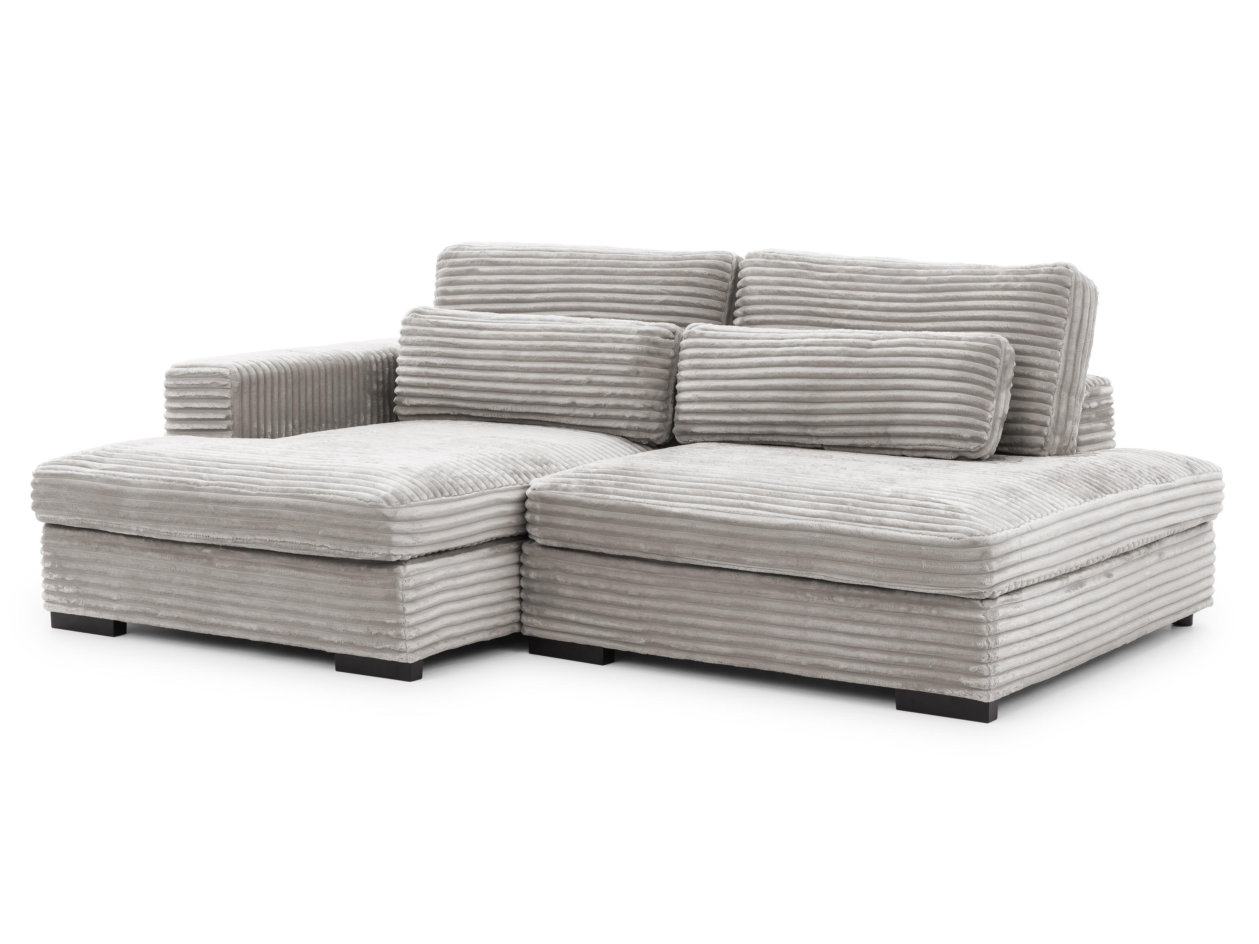ECKSOFA Wolke mit tiefer Sitzfläche, Schlaffunktion und praktischem Bettkasten aus weichem Taupe Cordstoff - Taupe/Schwarz, Holz/Kunststoff (162/225cm) - S-Style