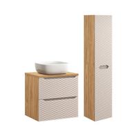 BADMÖBEL 60cm Elora 2er-Set Beige und Holz - Braun, Holzwerkstoff (60/59/46cm) - Petits-meubles
