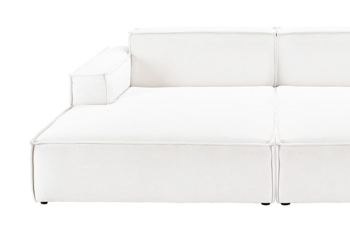 BIG SOFA SAMU Weiß Cord - Schwarz/Weiß, Textil (256/72/168cm) - KAWOLA