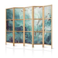 PARAVENT Japanischer 5-tlg 225x172 cm Fische Im Meer - Blau, Holz/Textil (225/172/3cm) - Muralo