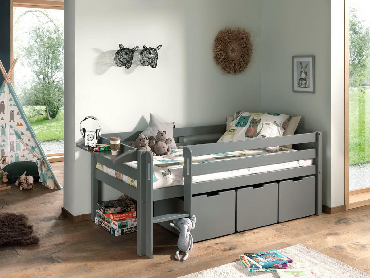 KOJENBETT Karolina 208x83x105 aus Massivholz in Grau - Anthrazit, Holz (90/200cm) - 58aufmkessel