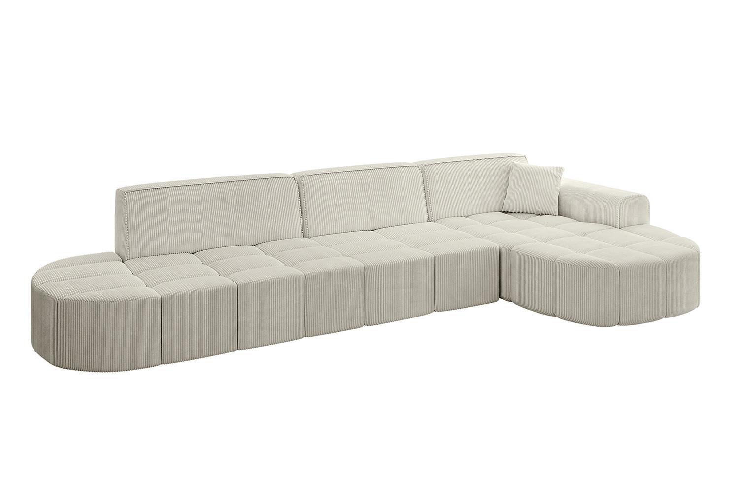 ECKSOFA Ottomane Rechts LIVO-L2 - 337x173x79,5 cm Creme - Hellgrau/Creme, Holzwerkstoff/Textil (337/173cm) - ALTDECOR