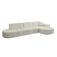ECKSOFA Ottomane Rechts LIVO-L2 - 337x173x79,5 cm Creme - Hellgrau/Creme, Holzwerkstoff/Textil (337/173cm) - ALTDECOR