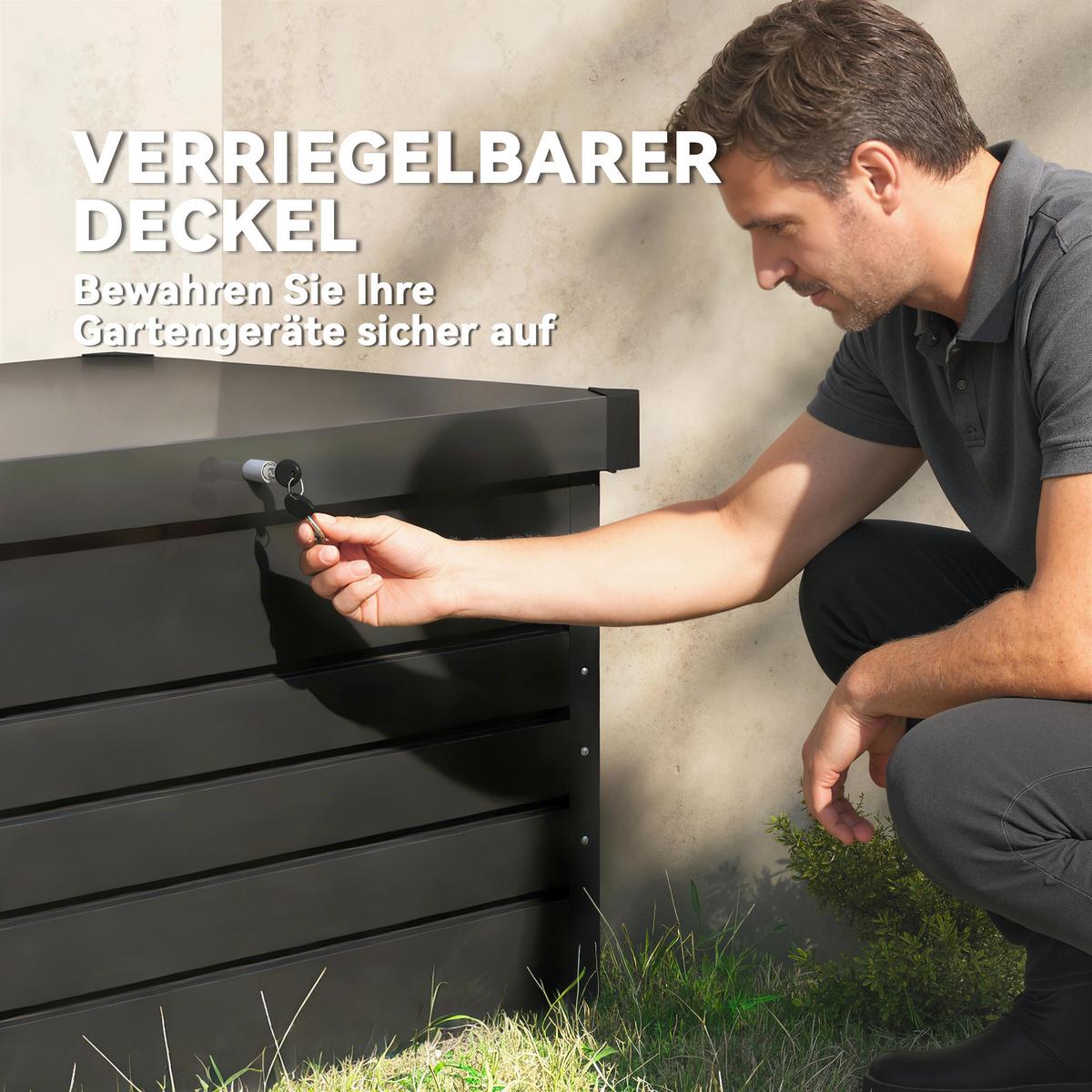 GARTENBOX Verzinkter Stahl Grau - Grau, Metall (61/62/120cm) - Outsunny