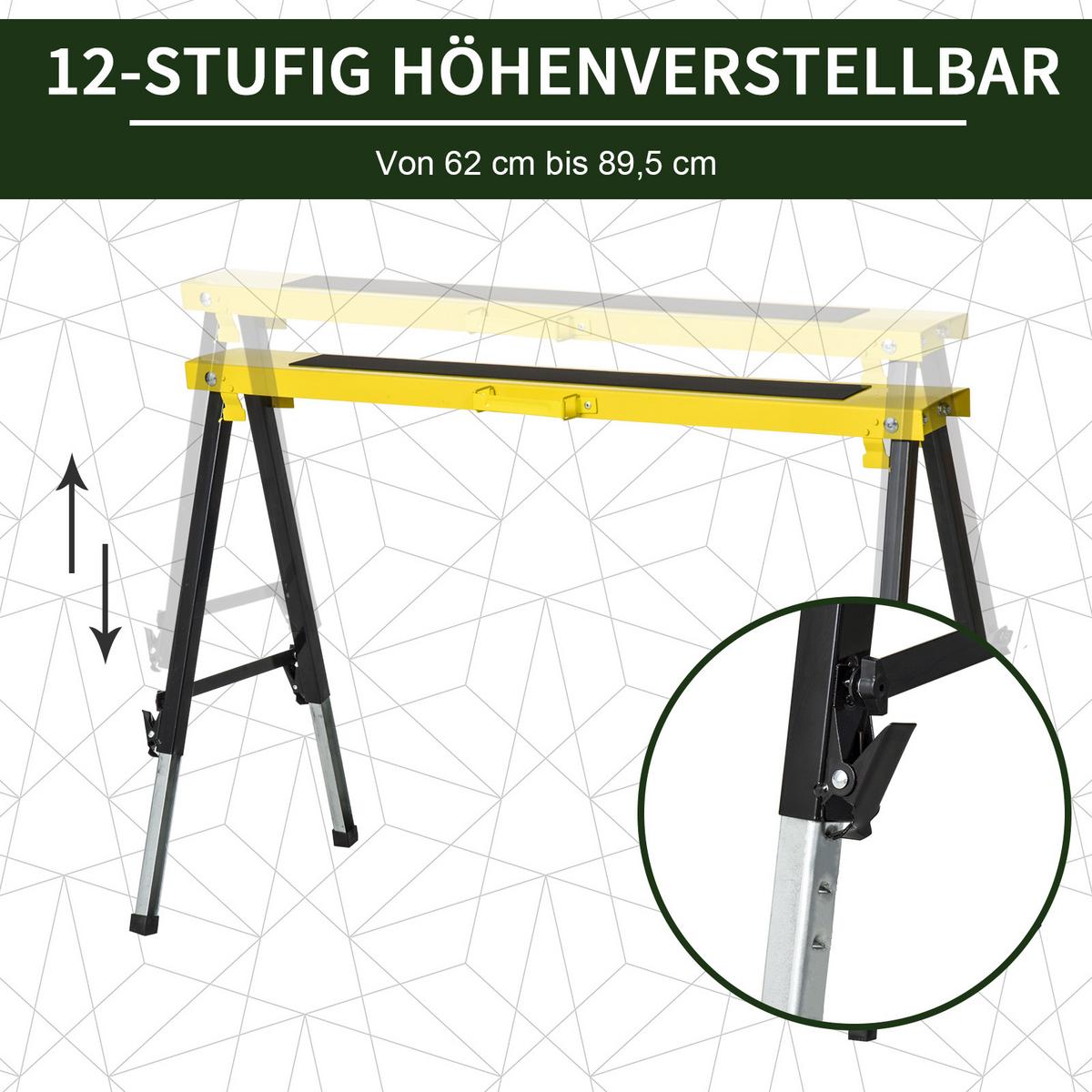 2ER-SET Sägepferd, Arbeitsbock, Stahl - Multicolor, Metall (100/49/90cm) - DURHAND