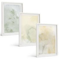 BILDER SET 3er Set - 40x60 cm Weißer Rahmen - Pastellfarbene Aquarelltexturen - Weiß, Kunststoff (40/60cm) - TULUP