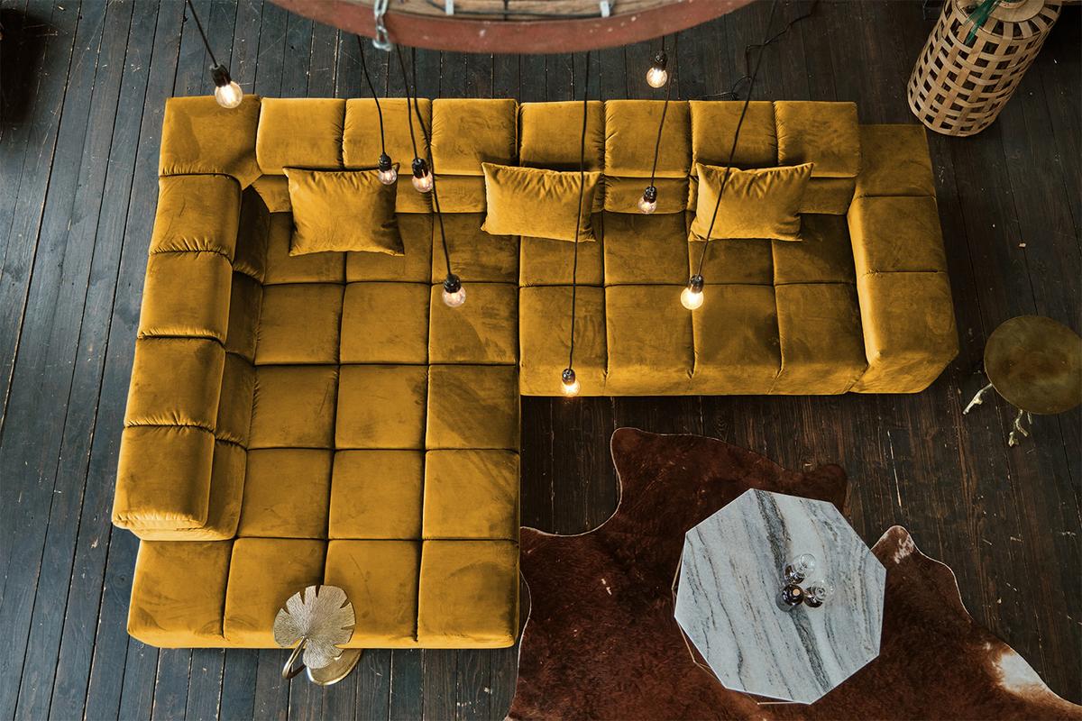 ECKSOFA NEVADA Gelb Velvet - Currygelb/Gelb, Textil (319/215cm) - KAWOLA