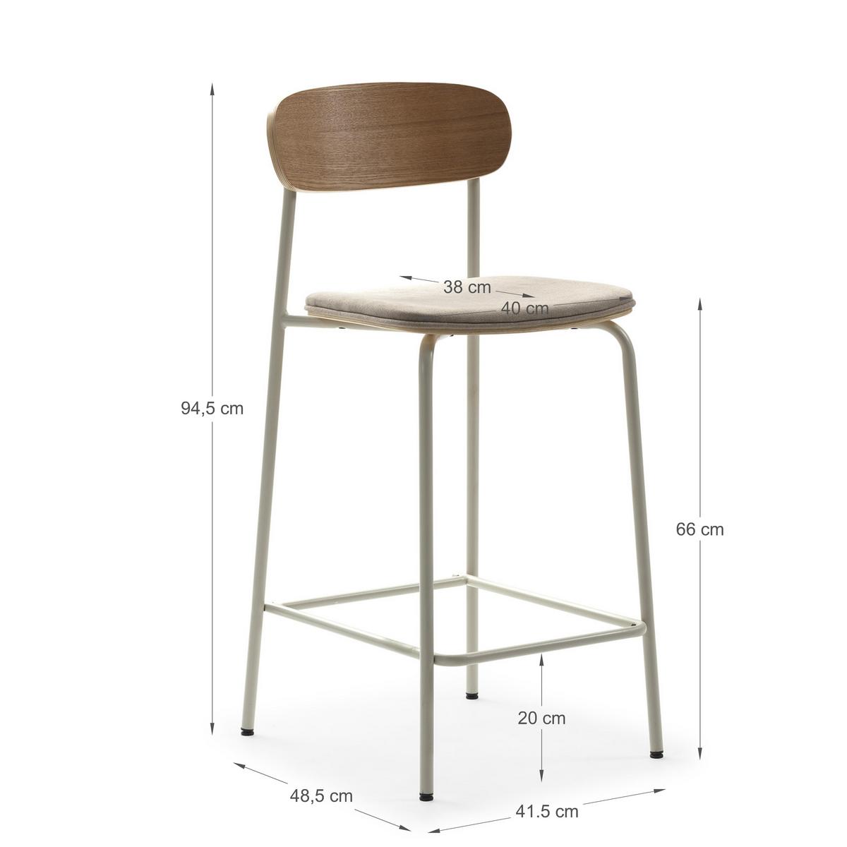 BARHOCKER (Set aus 2) aus Stoff mit schwarzen Metallbeinen - adriana 42/48/66 cm - Beige, Textil (48/66/42cm) - Drawer