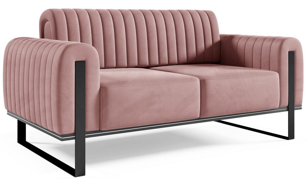 SOFA Parissa 164 cm - Pink/Schwarz, Textil/Metall (164/79/92cm) - Selsey