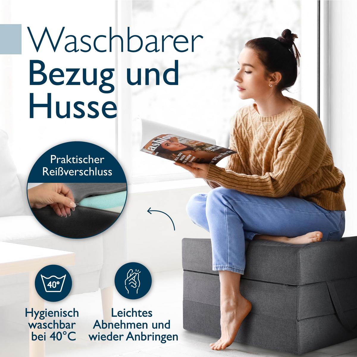 VISCO KLAPPMATRATZE VS95 195/75/14 cm Anthrazit - Anthrazit, Kunststoff/Textil (75/195cm) - Beautissu 