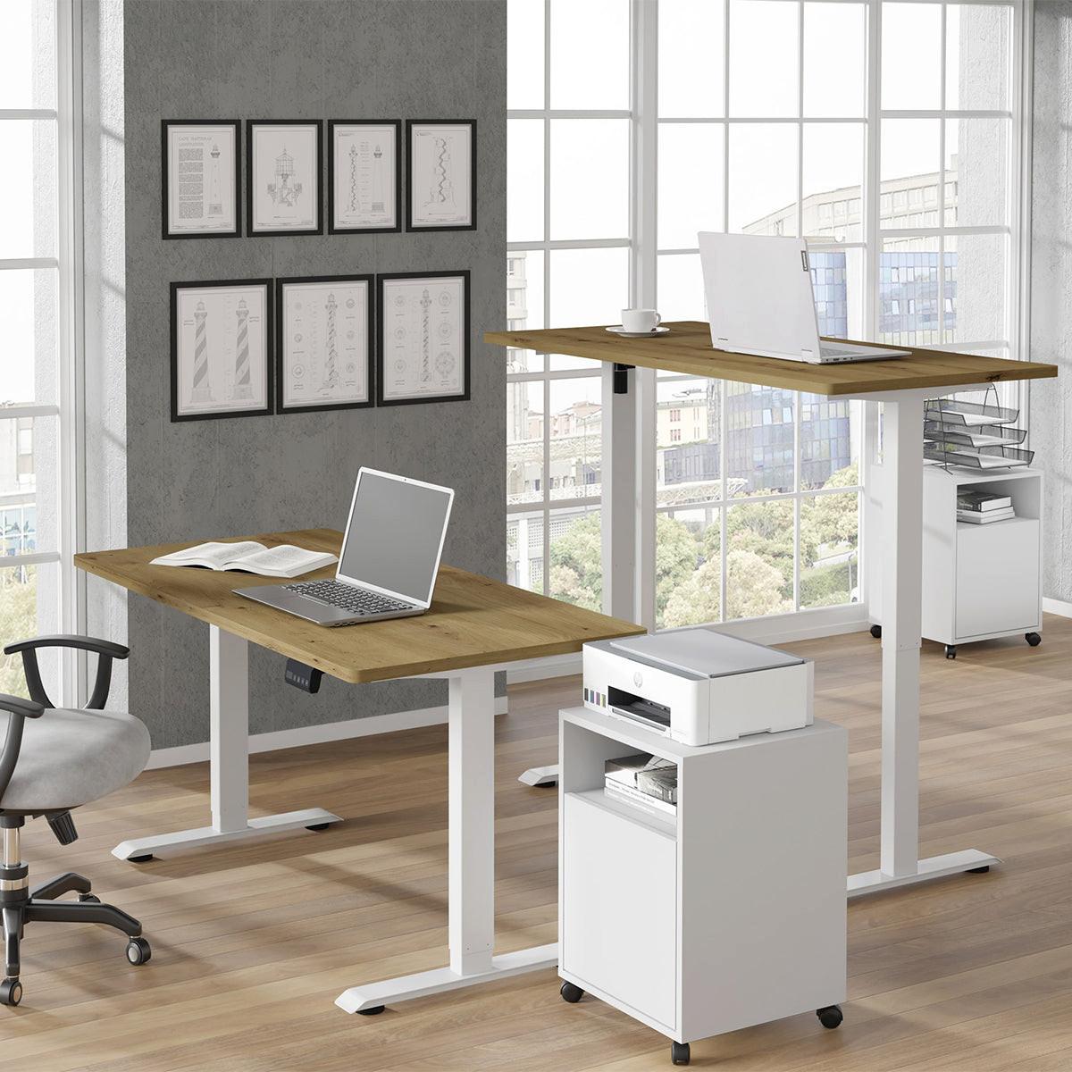 SCHREIBTISCH Ergo Holz und Weiß - Weiß/Braun, Holzwerkstoff (140/70/73cm) - Petits-meubles