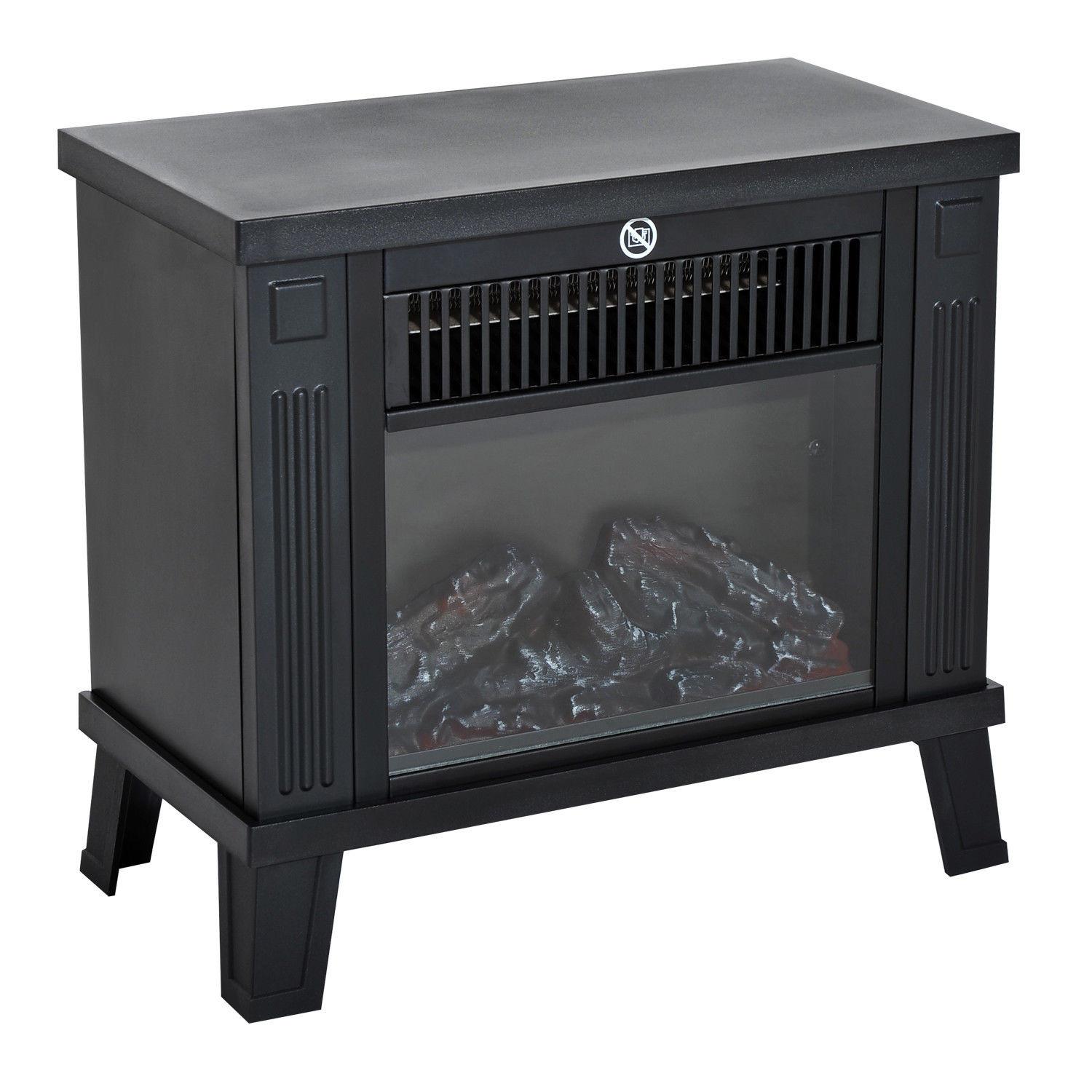 ELEKTROKAMIN mit Flammeneffekt, 600/1200W, Metall, Schwarz, 34 x 17 x31 cm - Schwarz, Metall (17/31/34cm) - HOMCOM