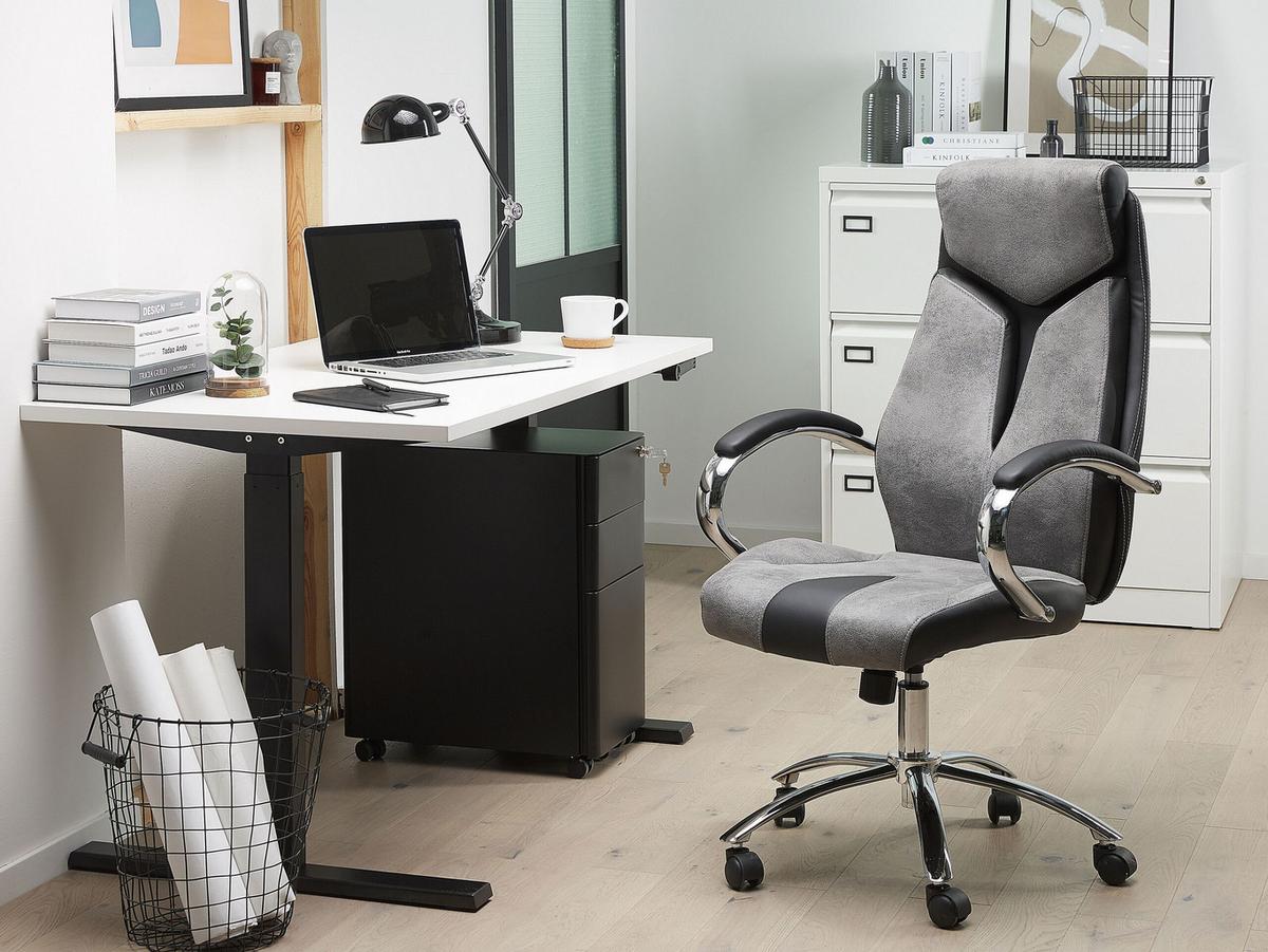 BÜROSTUHL Polyester Grau Formula - Grau, Kunststoff/Textil (63/115/72cm) - Beliani