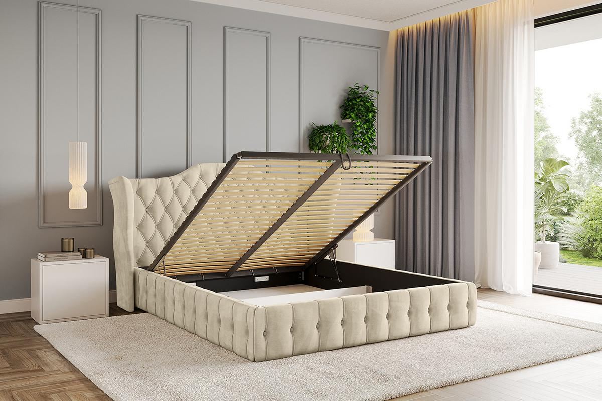 POLSTERBETT mit Bettkasten und Lattenrost, Boxbett ohne Matratze - MODY 120x200 Beige - Ecru, Holzwerkstoff/Textil (120/200cm) - ALTDECOR