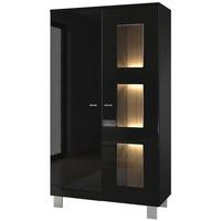 VITRINE Denjo Tür in Schwarz Hochglanz - Schwarz Hochglanz, Holzwerkstoff (71/129/35cm) - Vladon